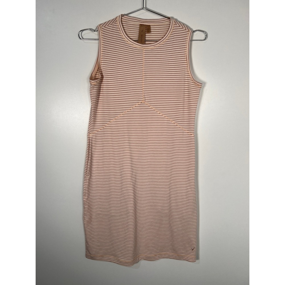 Indyeva Pink Brown Striped Stretch Sleeveless Shift Dress Athleisure Small